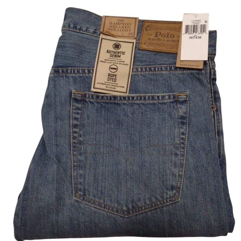 Polo Ralph Lauren‎ Jeans Men 36Tx38 Tall The Hampton Relaxed Straight Rope Dyed
